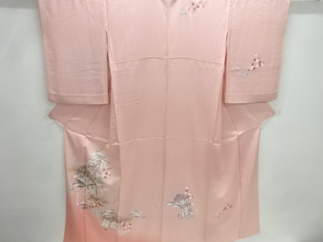 JAPANESE KIMONO / HITOE HOMONGI / YUZEN / SCENERY OF MANSION